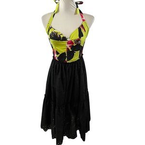 Vintage Y2K Anthropologie Le Shack By Tracy Feith Floral Halter Dress Size 6